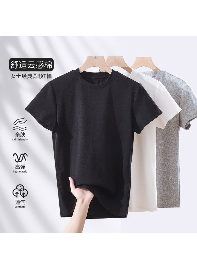 MIIOW Spring And Autumn T-Shirt For Women, Round Neck Short Sleeve Top, Comfortable And Breathable, Ladies' Layering Shirt For Outer Wear - Image 4