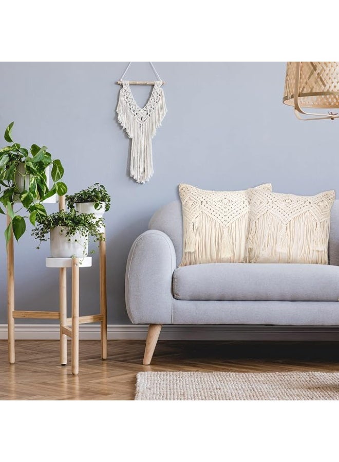 مجموعة من 4غطاء وسادة مكرمية يدوي بتصميم بوهو فاخر مع شرابات قطنية – ديكور أنيق لغرفة المعيشة وغرفة النوم 43 × 43 سم - Image 3