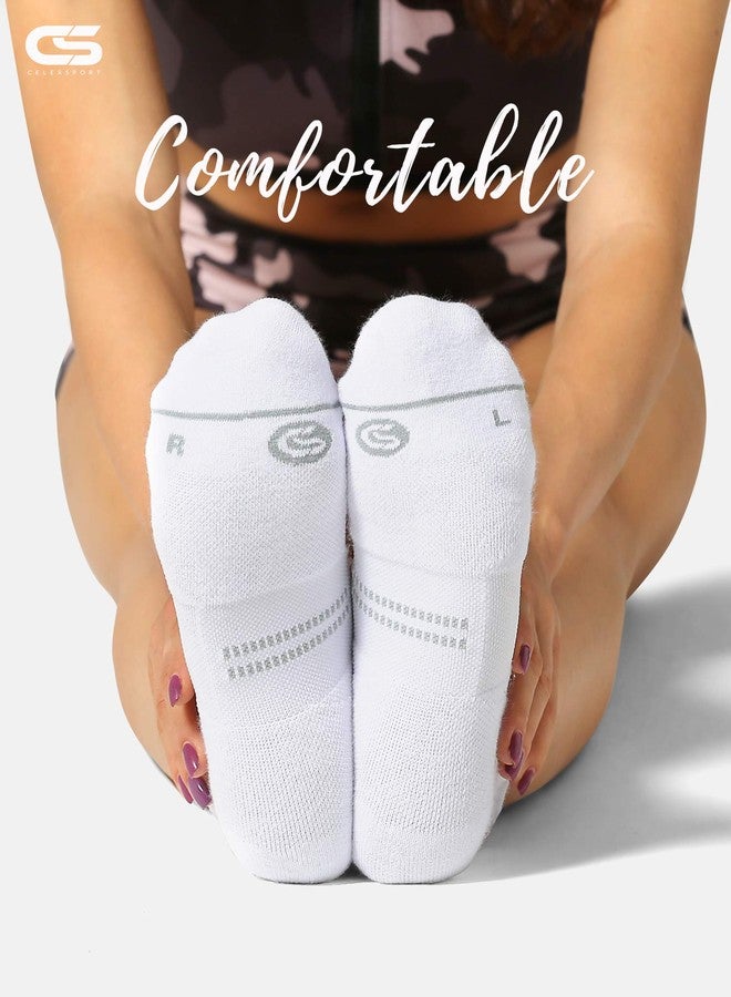 CS CELERSPORT 6 Pack Women's Ankle Running Socks Cushioned Low Cut Tab Athletic Socks, White+Black+Grey, Small - Image 3