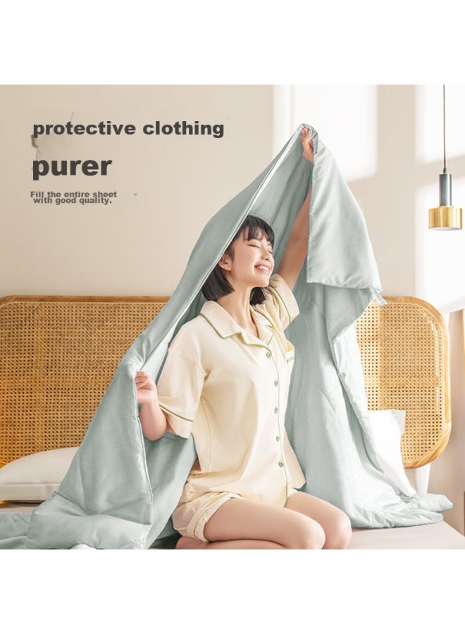 Satin Fiber Comforter, Class A Machine Washable Woven Ultra-soft Warm Quilt, 150cm X 200cm, Mint Green - Image 2