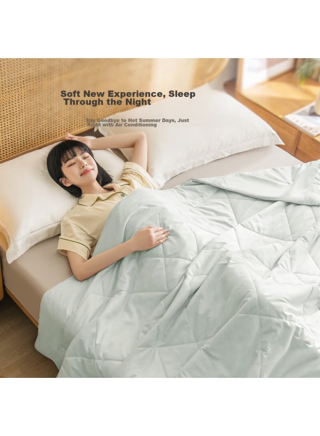 Satin Fiber Comforter, Class A Machine Washable Woven Ultra-soft Warm Quilt, 150cm X 200cm, Mint Green - Image 4