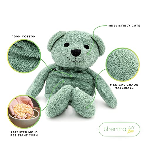 Thermal-Aid Zoo Animals - Hunter The Green Bear - Heatable Therapeutic Stuffed Animals for Kids - Hot & Cold Therapy - Ice Pack & Heating Pack - Image 2