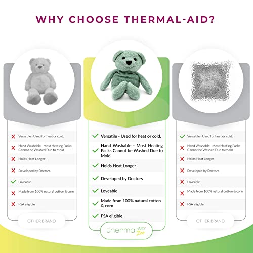 Thermal-Aid Zoo Animals - Hunter The Green Bear - Heatable Therapeutic Stuffed Animals for Kids - Hot & Cold Therapy - Ice Pack & Heating Pack - Image 3