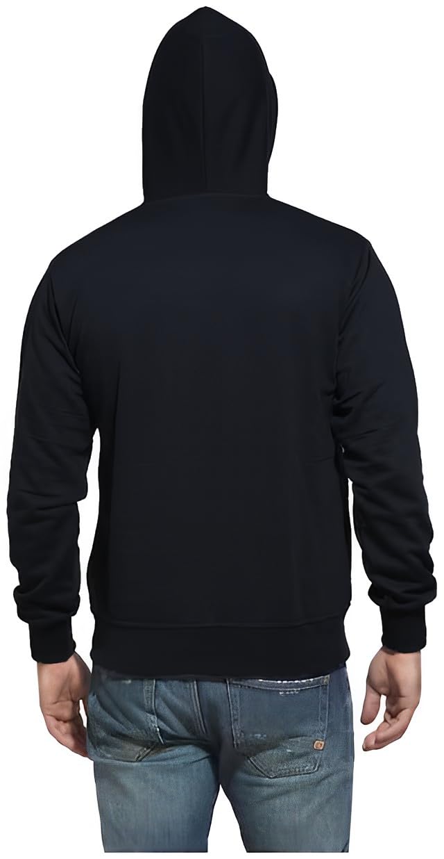 REYA Full Sleeve Solid Men Hood with Zipper Jacket (M-Size)-Black - Image 2