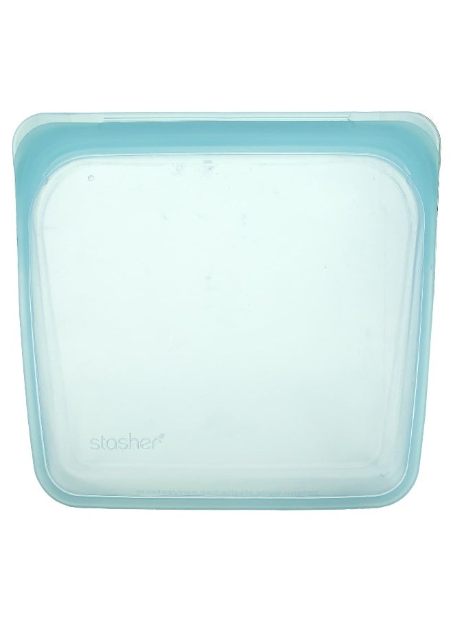 Stasher Stasher, Reusable Silicone Food Bag, Sandwich Size, Aqua, 15 fl oz (450 ml)  - Image 3