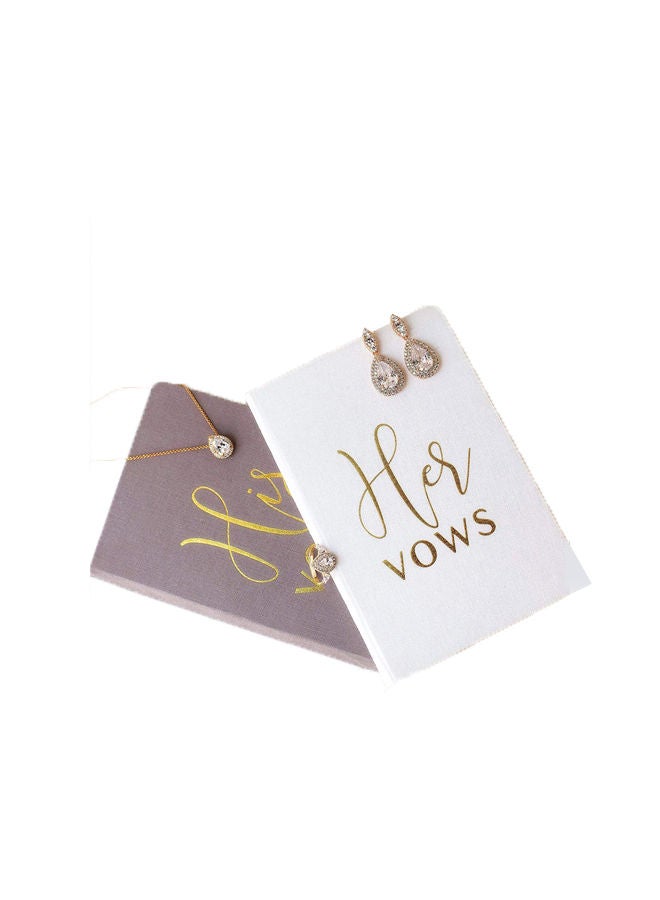 NIBEMINENT 2-Piece Wedding Vow Book White/Gold