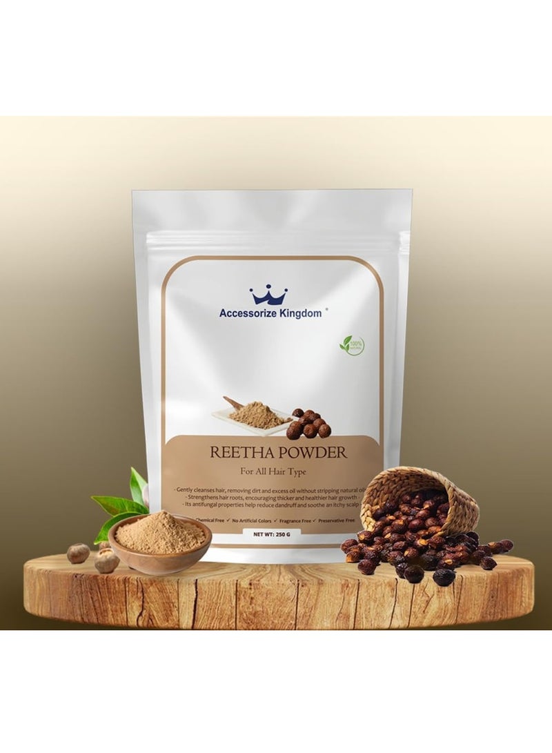 مملكة الإكسسوارات مسحوق ريثا (250 غرام) - طبيعي ونقي 100% | مناسب للشعر والبشرة | ينظف الشعر بلطف، ويزيل الأوساخ والزيوت الزائدة | يقوي جذور الشعر، ويعزز نموه، ويهدئ فروة الرأس - Image 3