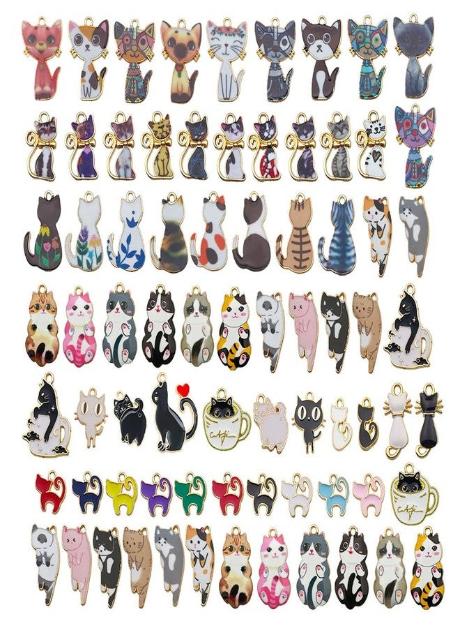 WOCRAFT 120pc Assorted Enamel Bracelet Cat Charms for Jewelry Making Crafts DIY Necklace Bracelet Keychain Crafting Charms Kit (SN815) - Image 1