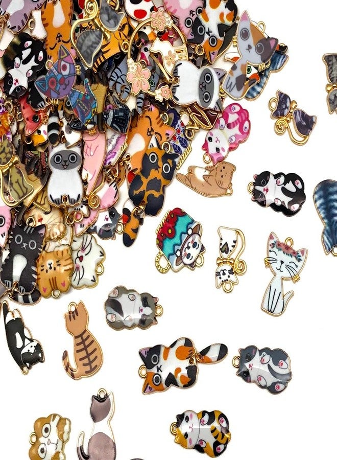 WOCRAFT 120pc Assorted Enamel Bracelet Cat Charms for Jewelry Making Crafts DIY Necklace Bracelet Keychain Crafting Charms Kit (SN815) - Image 2