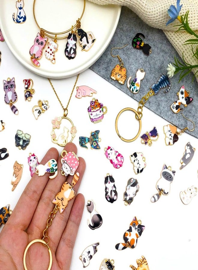 WOCRAFT 120pc Assorted Enamel Bracelet Cat Charms for Jewelry Making Crafts DIY Necklace Bracelet Keychain Crafting Charms Kit (SN815) - Image 4