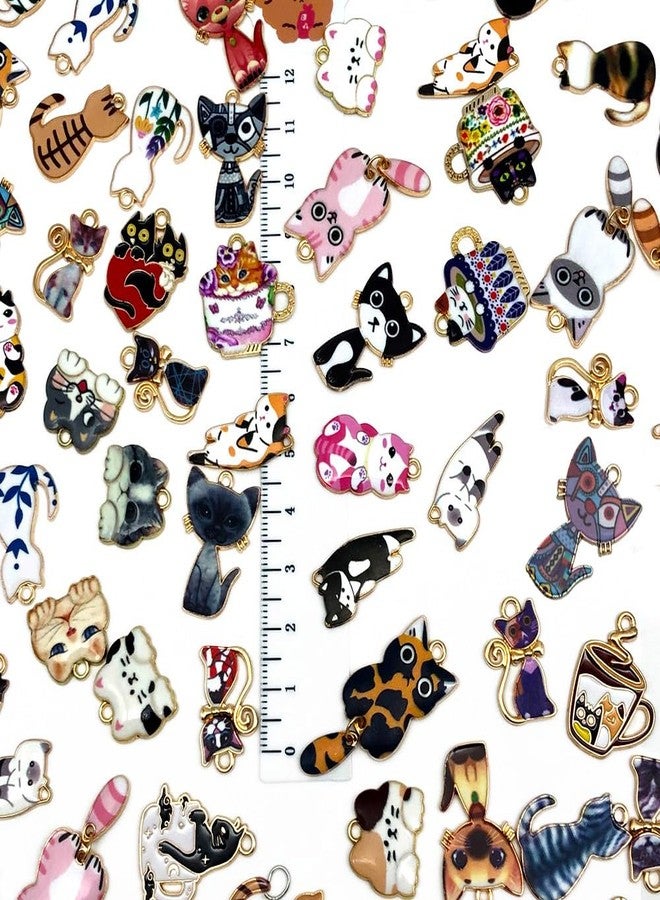 WOCRAFT 120pc Assorted Enamel Bracelet Cat Charms for Jewelry Making Crafts DIY Necklace Bracelet Keychain Crafting Charms Kit (SN815) - Image 3