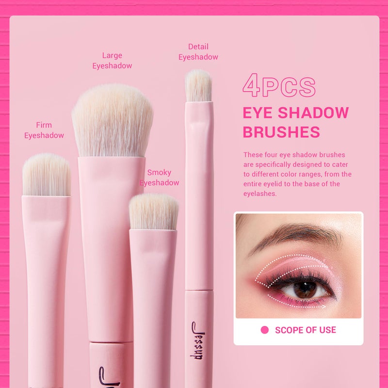 Jessup Eyeshadow Brush Set 10Pcs Pink Eye Makeup Brushes Concealer Brush Premium Synthetic Eye shadow Eyeliner Smudge Crease Blending Brush for Makeup, T496 - Image 4