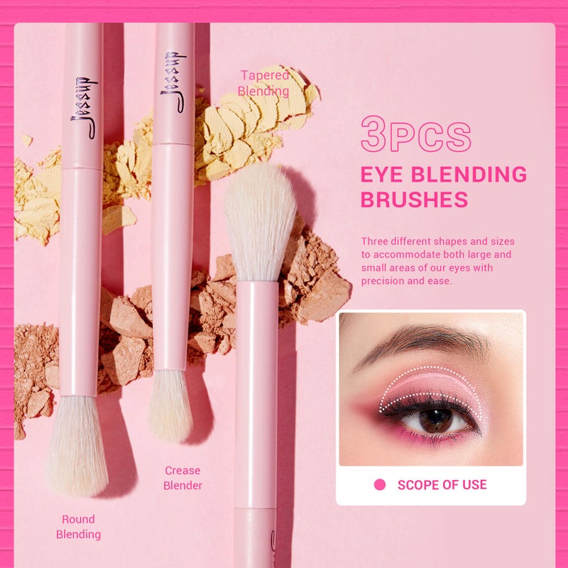 Jessup Eyeshadow Brush Set 10Pcs Pink Eye Makeup Brushes Concealer Brush Premium Synthetic Eye shadow Eyeliner Smudge Crease Blending Brush for Makeup, T496 - Image 3