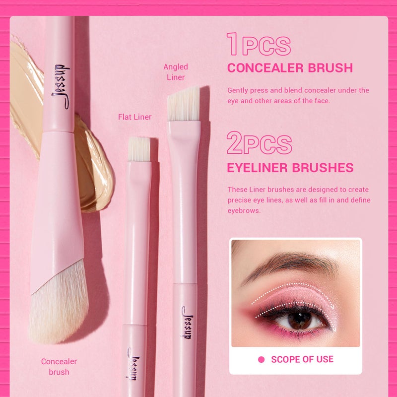 Jessup Eyeshadow Brush Set 10Pcs Pink Eye Makeup Brushes Concealer Brush Premium Synthetic Eye shadow Eyeliner Smudge Crease Blending Brush for Makeup, T496 - Image 5
