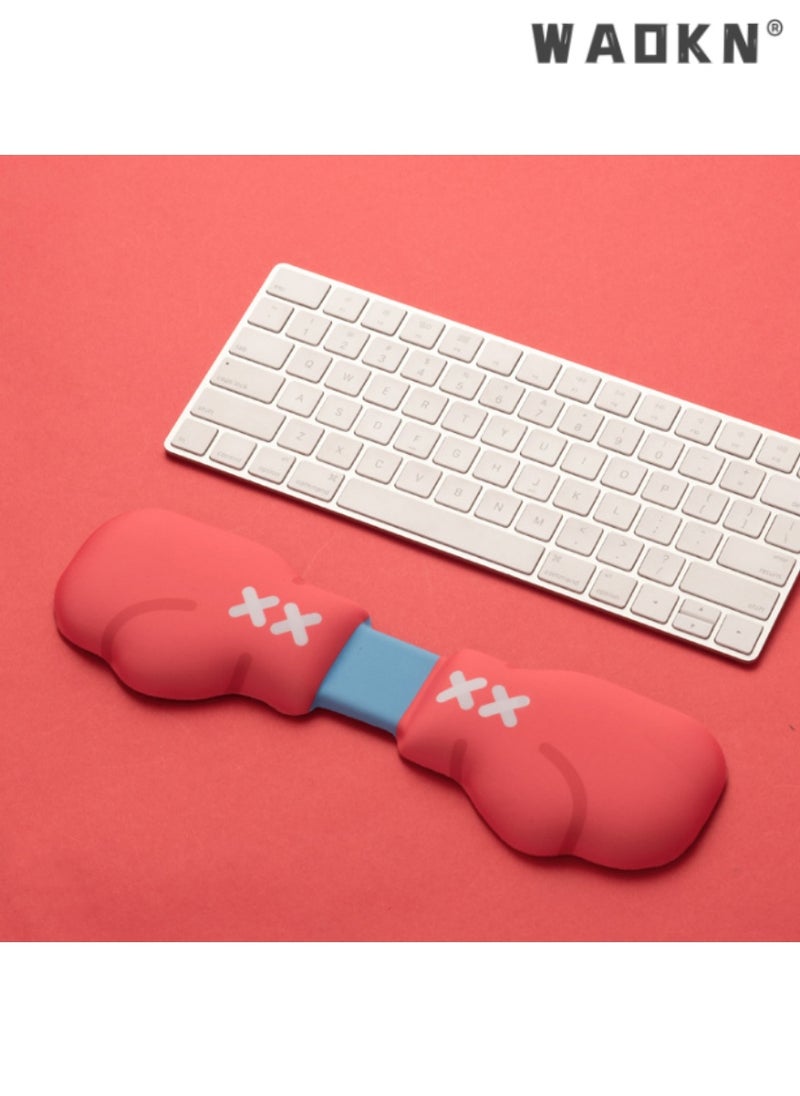 WAOKN Boxing Glove Pattern Wrist Rest, Ergonomic Support for Office and Laptop Keyboards, Comfortable Wrist Pad for Typing, Red and Blue Design for Enhanced Comfort and Style, Ideal for Reducing Strain  - Image 3