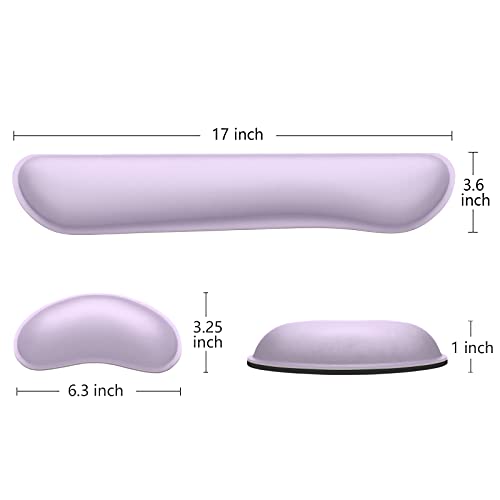 Dapesuom Enlarge Keyboard Wrist Rest, Memory Foam Wrist Cushion for Desk Mats Support, Cute Typing Pain Relief Keyboard Mouse Pad Rests Set with Non-Slip Base for Gaming Laptop Office, Vanilla Purple - Image 5