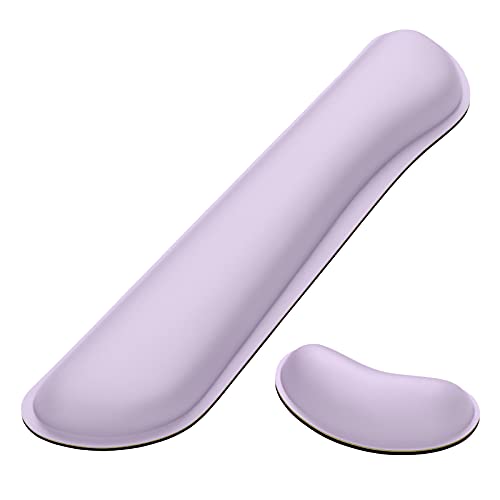 Dapesuom Enlarge Keyboard Wrist Rest, Memory Foam Wrist Cushion for Desk Mats Support, Cute Typing Pain Relief Keyboard Mouse Pad Rests Set with Non-Slip Base for Gaming Laptop Office, Vanilla Purple - Image 1