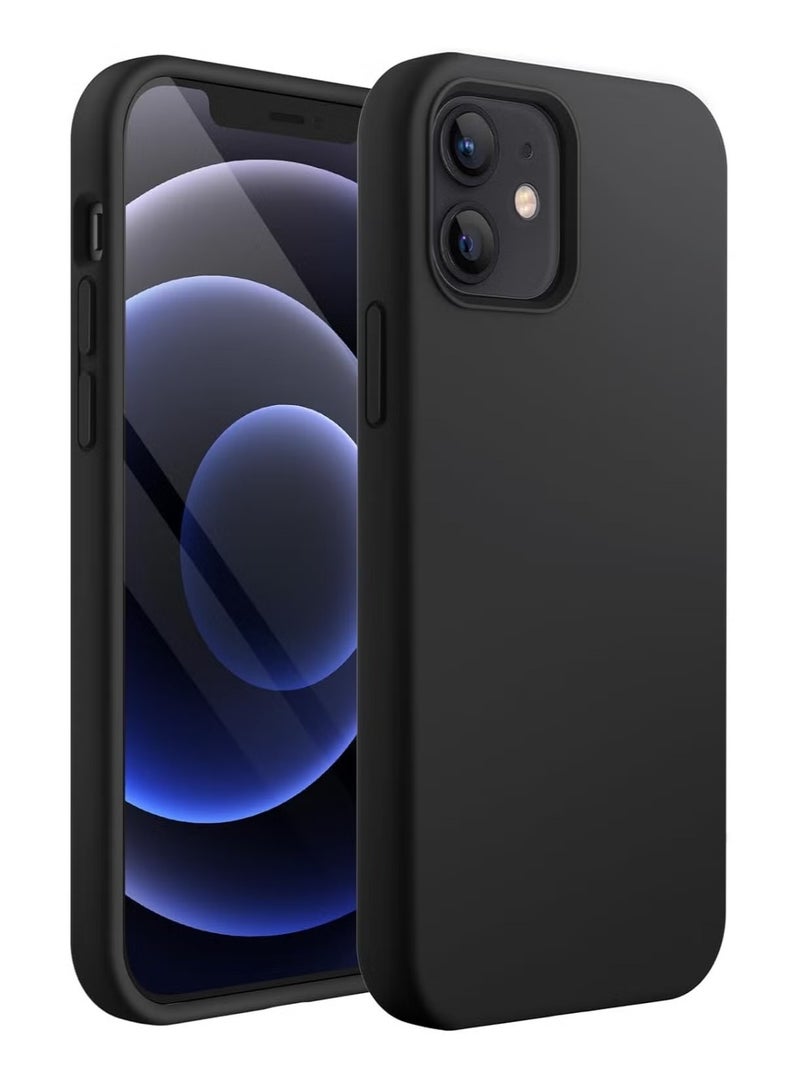 دوسالا جراب iPhone 12 Mini، جراب هاتف من السيليكون السائل لهاتف iPhone 12 Mini مقاس 5.4 بوصة، غطاء واقٍ ناعم حريري ملون (أسود) - Image 1