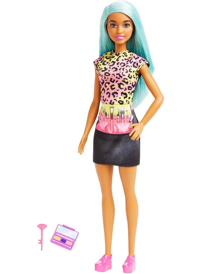 Barbie Makeup Artist Doll with Teal Hair and Career-Themed Accessories Like Palette and Brush - Image 1