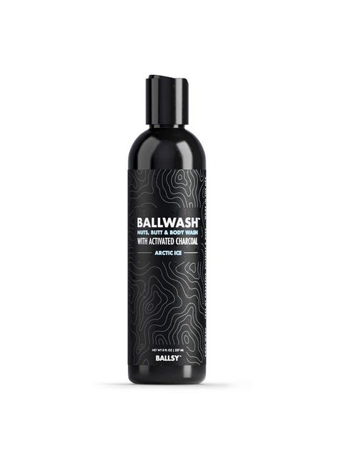 Ballwash Holiday Scent Charcoal Body Wash For Men Natural Soap Moisturizing Shower Gel W/Coconut Oil And Aloe Vera Arctic Ice 8 Fl Oz