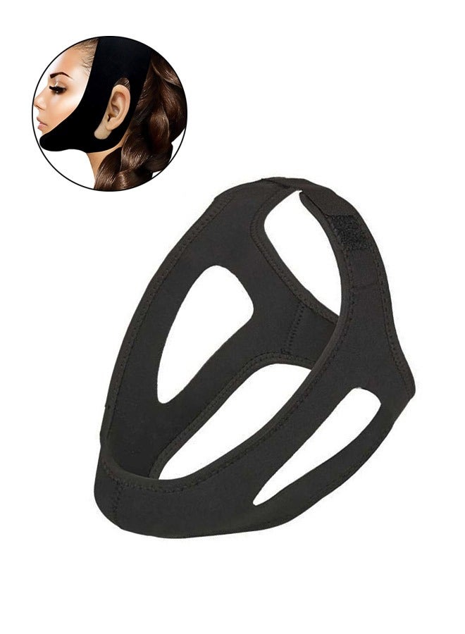 V Shaped Face Pain Free Anti Wrinkle Lifting Belt, Reusable Breathable Ultra Thin Rubber Face and Neck Double Chin Adjustable Lift Bandage, Face Slimming Band for Men and Women (Black) - Image 1