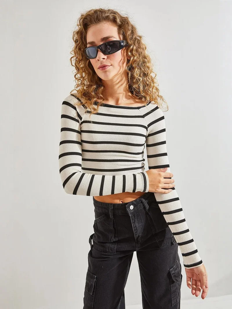 بيانكو لوتشي بلوزة قصيرة مخططة أساسية من لوتشي