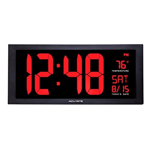 AcuRite 75100C 18-Inch Large Led Clock with Indoor Temperature - Image 1