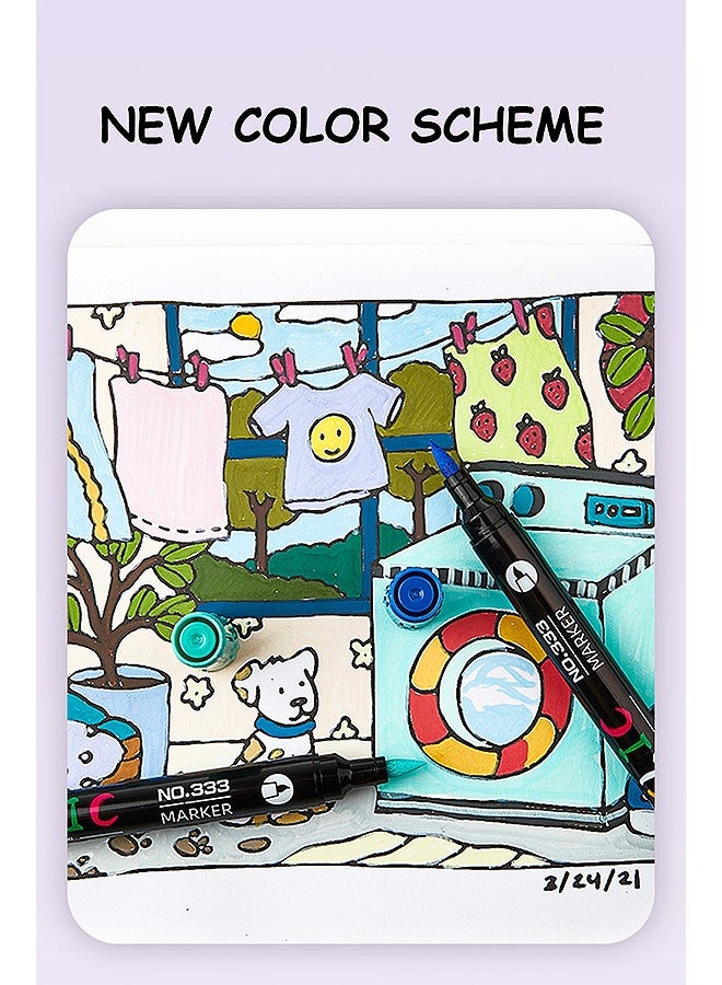 MXN 48 Colors Dual Tip Acrylic Paint Markers Pens Double ended Two color Acrylic Pens, Paint Pens for Stone Canvas Ceramic Surfaces Rock Painting DIY Crafts Supplies - Image 5