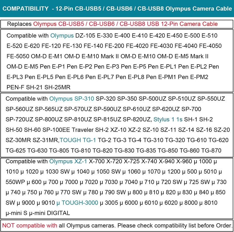 MaxLLTo USB PC Data + Battery Power Charging Cable/Cord/Lead for Olympus Camera CB-USB8 - Image 2