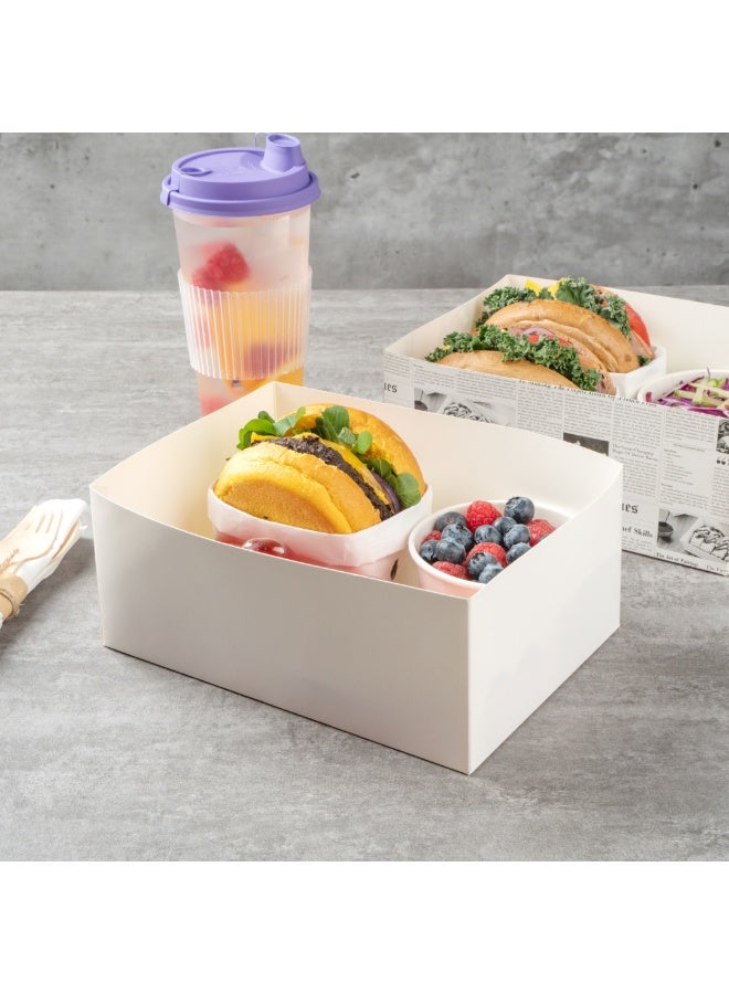 Restaurantware Bio Tek 8.4 x 6 x 3.5 Inch Burger Trays, 100 Disposable Paper Food Trays - Recyclable, Sturdy, White Paper Movie Snack Trays, For Meals, Snacks, And Baked Goods - Image 4