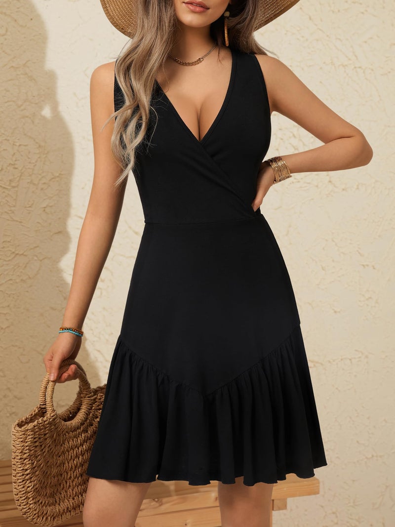 FENSACE Western Outfit for Women Summer Corset Petite Cowgirl Mini Black Dress(Black,Small) - Image 2