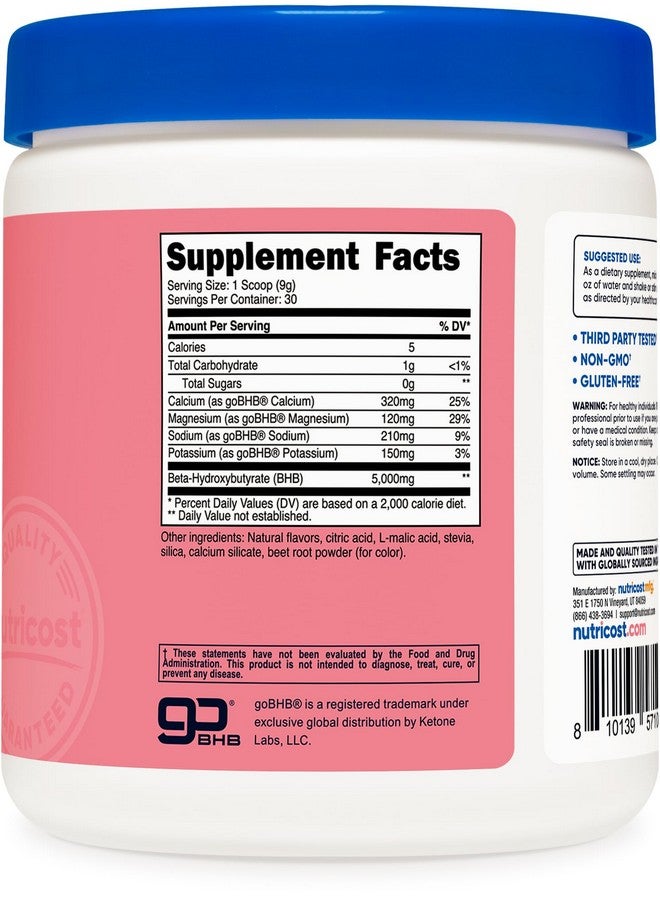 Nutricost BHB Salts Drink Mix (30 Servings, Strawberry Lemonade Flavored) (5G BHB Per Serving) - 0G Total Sugars, Vegetarian Product - Image 5