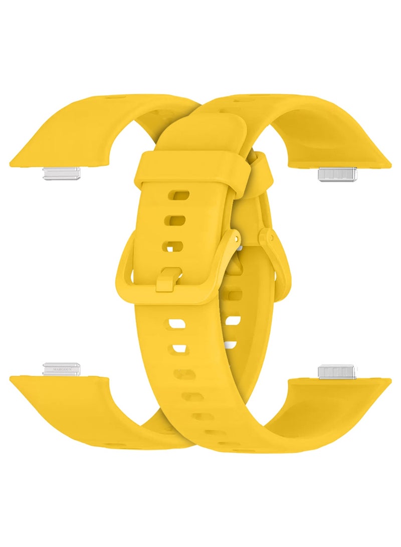 Wristband for Huawei Watch Fit 3/Fit 4/Fit 4 Pro Bands, Silicone Bracelet Quick Release Arm Band, Replacement Smartwatch Band Quick Release Sport Straps - Yellow - Image 2