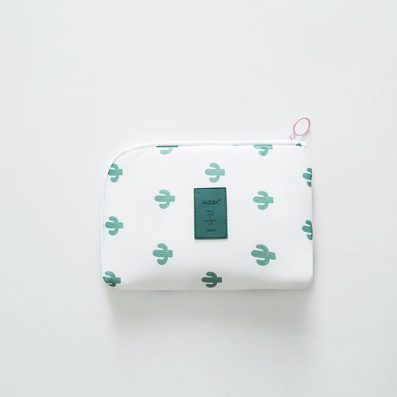 Factory wholesale travel supplies charger charging treasure data cable headset digital bag large capacity waterproof storage bag(Cactus, 21*14*3CM) - Image 1