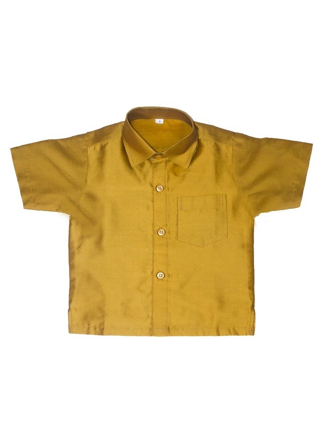 Chandrakala Kids Shirt With Mundu Set for Boy (KB101), Mustard Gold, 3-4 years - Image 3