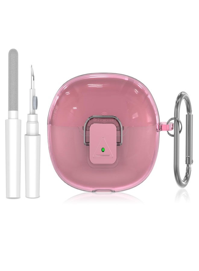 TUDIOW for SHOKZ OpenDots ONE Case, [with Lock] OpenDots ONE Case Cover Clear TPU Shockproof Protective Compatible with SHOKZ OpenDots One's Earbuds with Cleaning Kit & Keychain(Clear Pink) - Image 1