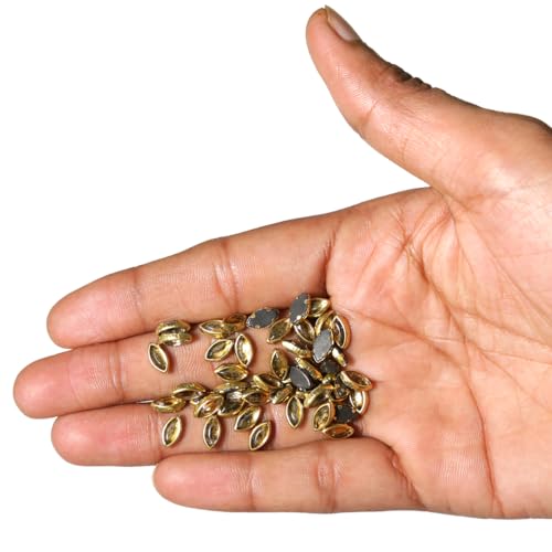 EmbroideryMaterial 5 * 9 MM Flat Back Round Kundan Stone Beads for Craft, Embroidery Work, Jewellery Making, Bangles Making Combo of 5 Colors (250 Pieces, Gold, Silver, Off White, Red, Green) - Image 5