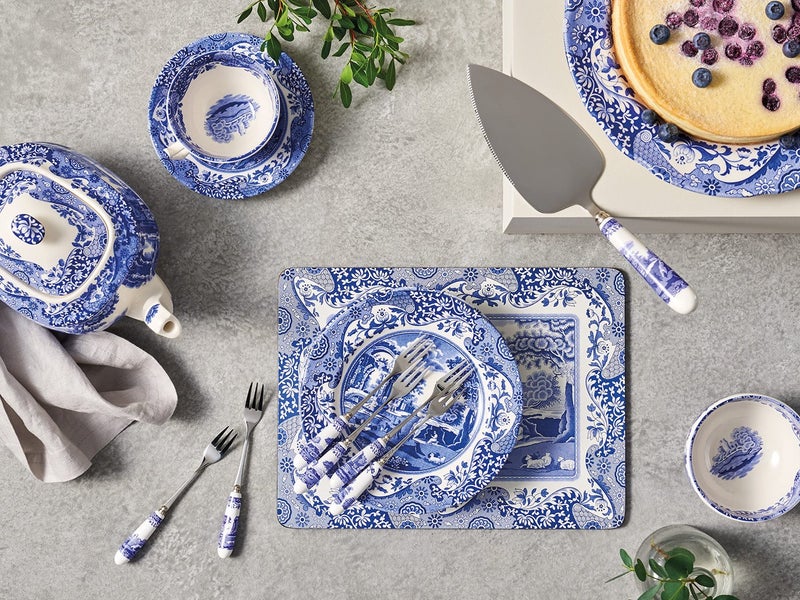 Spode Blue Italian Collection Pastry Forks, Set of Six, Stainless Steel Fork, Porcelain Handle, 6-Inch Salad, Spaghetti, Appetizer, and Dessert Fork, Hand Wash - Image 4