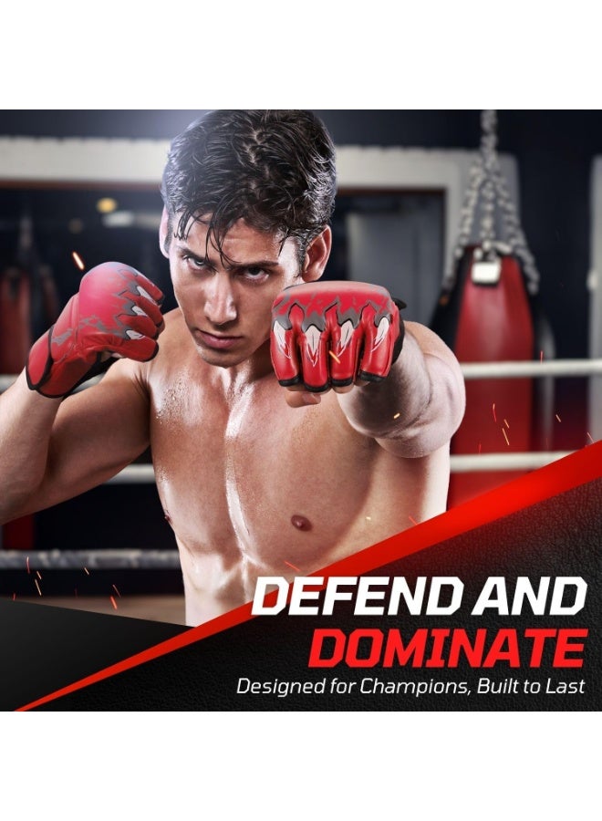 YelaJoy Gloves Fingerless Boxing Gloves for Men Women and Teen Youth, UFC Grappling Krav MAGA Kickboxing Gloves for Training Punching Bag Muay Thai Hitting Mitts Cutoff Martial Art Gloves - Image 2