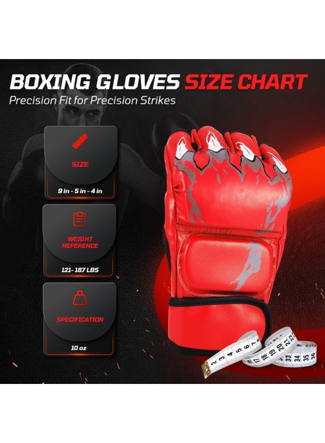 YelaJoy Gloves Fingerless Boxing Gloves for Men Women and Teen Youth, UFC Grappling Krav MAGA Kickboxing Gloves for Training Punching Bag Muay Thai Hitting Mitts Cutoff Martial Art Gloves - Image 1