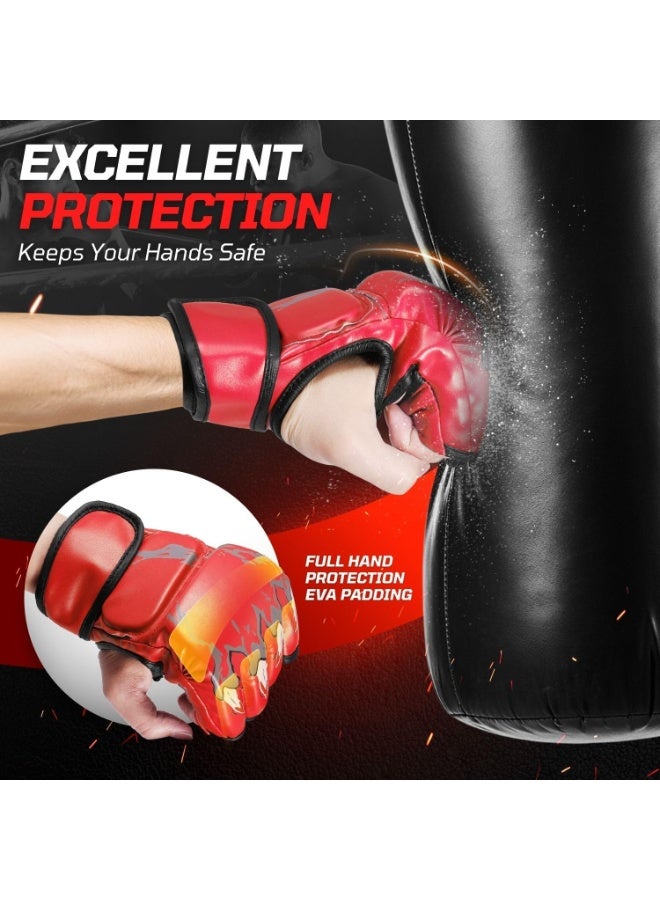 YelaJoy Gloves Fingerless Boxing Gloves for Men Women and Teen Youth, UFC Grappling Krav MAGA Kickboxing Gloves for Training Punching Bag Muay Thai Hitting Mitts Cutoff Martial Art Gloves - Image 3
