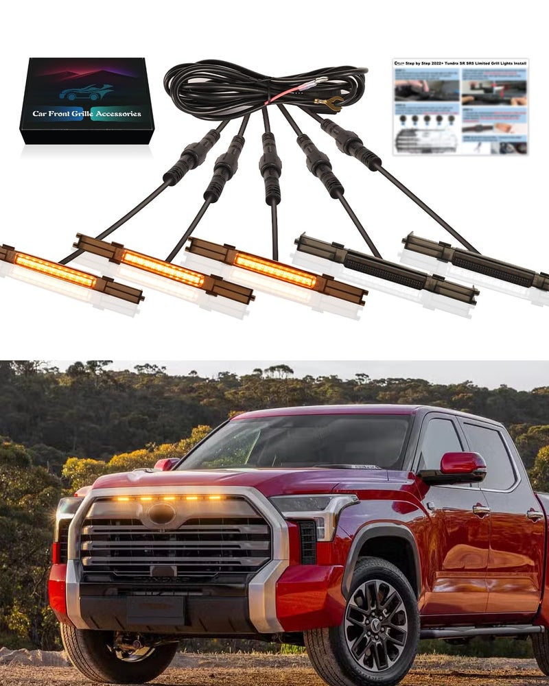 OKLSG LED Front Grill Lights for Toyota Tundra 2026 20252022 Raptor Lights fit SR SR5 Limited OEM Grille Without TRD Package 3rd Gen Tundra Accessories Yellow - Image 2