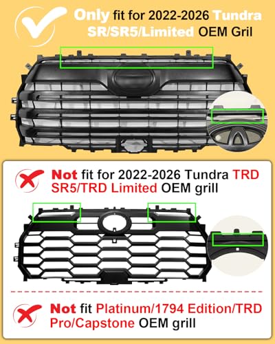 OKLSG LED Front Grill Lights for Toyota Tundra 2026 20252022 Raptor Lights fit SR SR5 Limited OEM Grille Without TRD Package 3rd Gen Tundra Accessories Yellow - Image 3