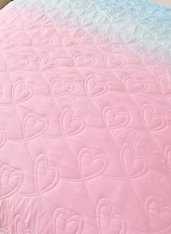 Xruibed Pink Quilt Set Full Size Ombre Blue Pink Mint Quilt Sets Kids Girls Bedding Set 3PCs Summer Reversible Lightweight Microfiber Bedspread Coverlet Sets for All Season (80''x90'') - Image 5