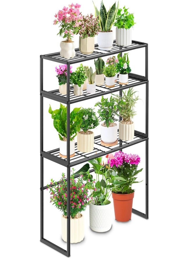Gouisalin Metal Plant Stand Indoor Outdoor, 3 Tier Potted Multiple Flower Pot Holder Rack Plant Shelf, Heavy Duty Planter Display Shelving for Patio Balcony Garden Living Room Decorative (Black-3 Tier) - Image 1
