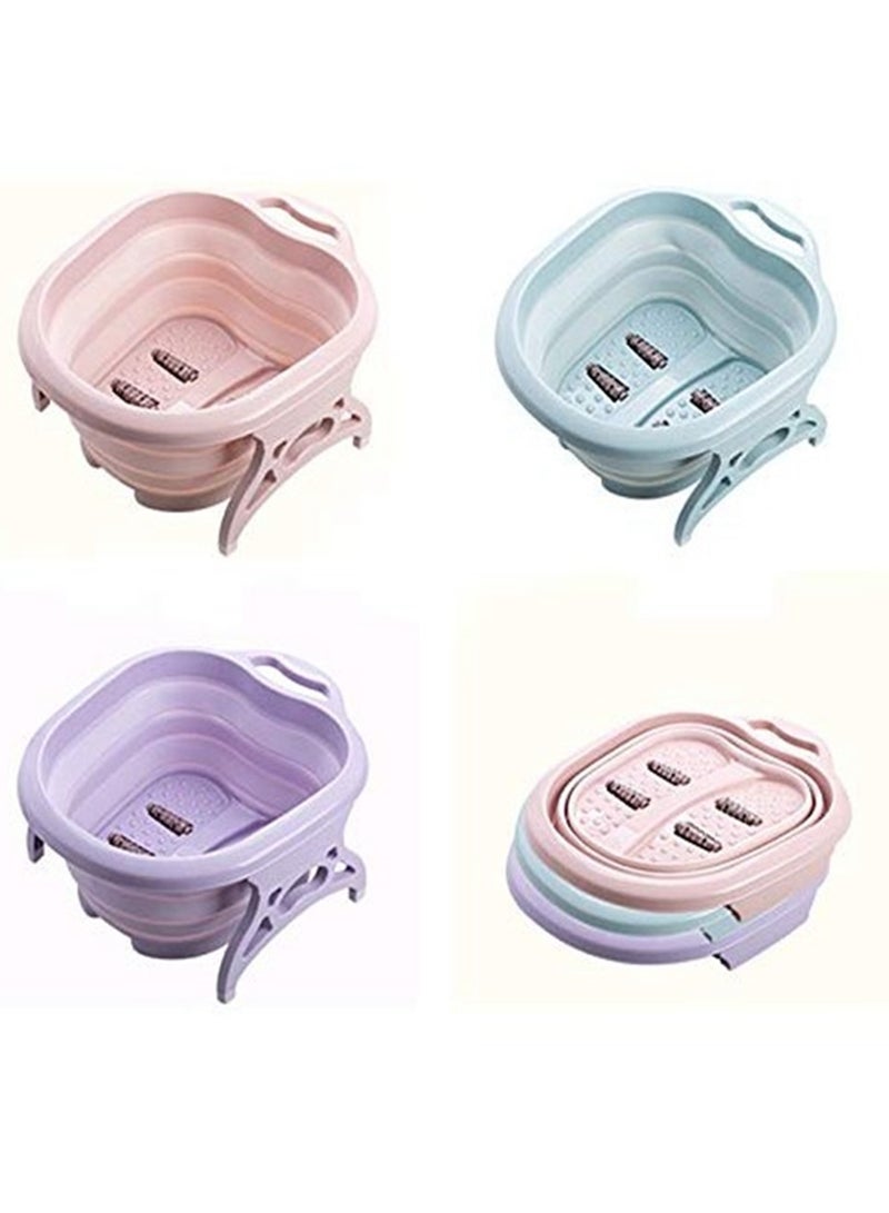 DubaiGallery Portable Folding Foot Spa pail Bath Plastic Foldable Foot Massage Soaking Bucket With 4 Massage Roller stable foot massager - Image 2