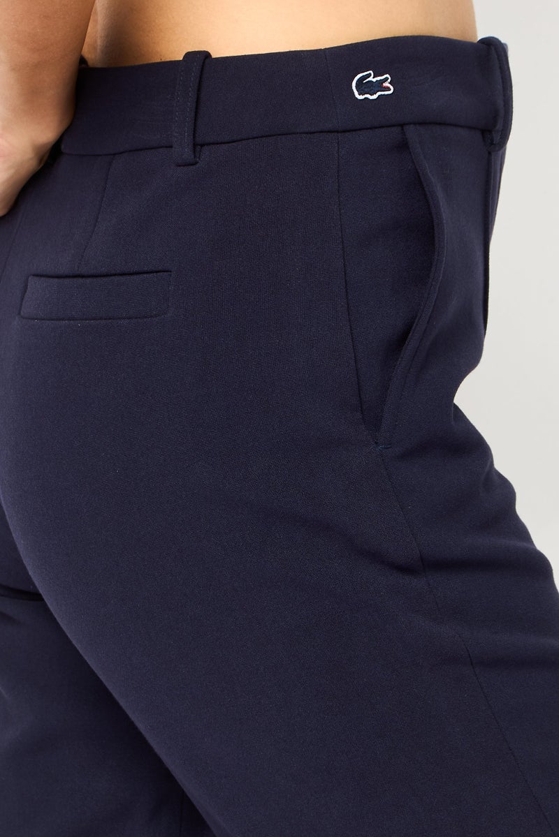 LACOSTE Women Regular Fit Embroidered Logo Straight Leg Pants, Dark Navy - Image 3