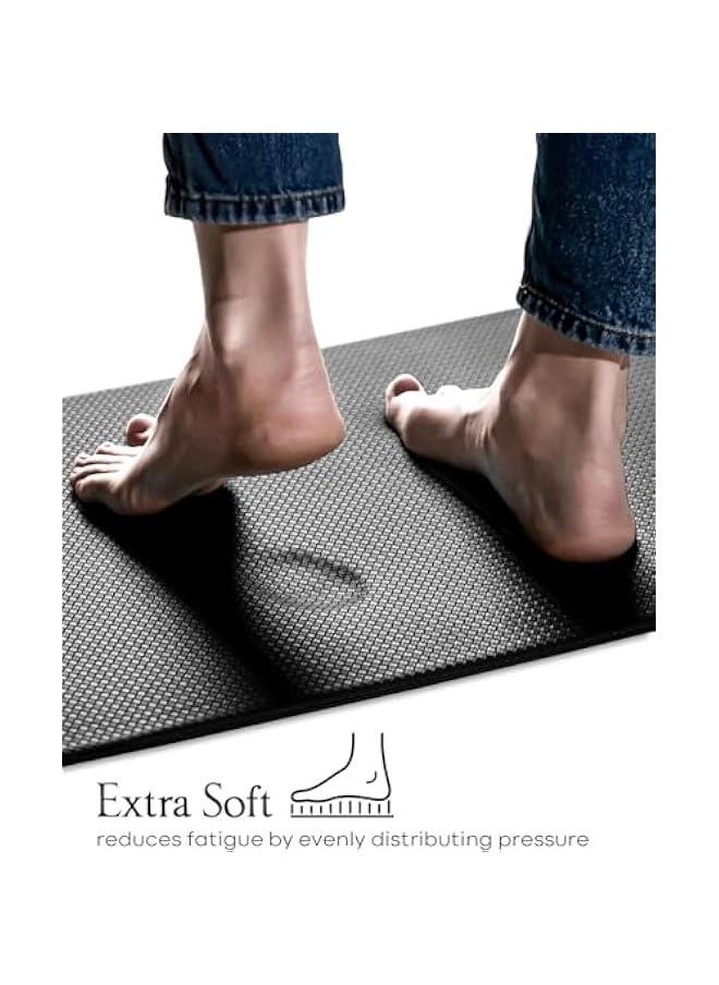 TRASSLE Anti Fatigue Kitchen Mats, 2pcs Waterproof Non-slip Memory Foam Cushioned Rugs, Durable Resilient Standing Rug Floor Mat Set for Home Office Laundry Room 45x75cm + 45x120cm (Black)  - Image 3