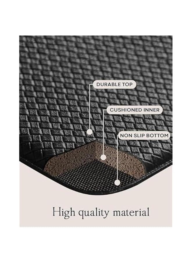 TRASSLE Anti Fatigue Kitchen Mats, 2pcs Waterproof Non-slip Memory Foam Cushioned Rugs, Durable Resilient Standing Rug Floor Mat Set for Home Office Laundry Room 45x75cm + 45x120cm (Black)  - Image 4