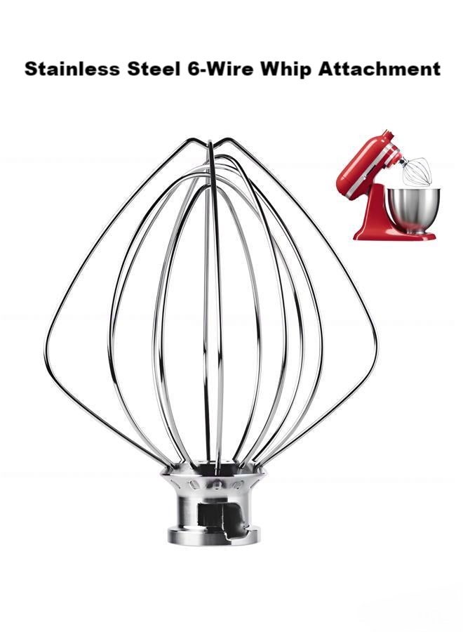 DOUGEI Stainless Steel 6-Wire Whip Attachment for KitchenAid 4.5 and 5 Quart Tilt-Head Stand Mixer, K45WW Whisk Attachment, Balloon Whisk, Heavy Duty, Dishwasher Safe - Image 1